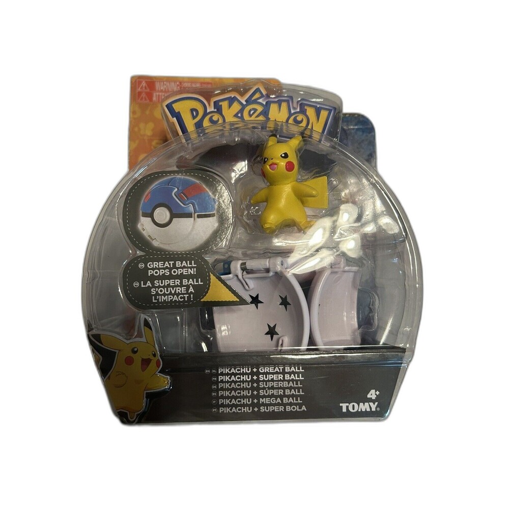 Pokemon Pikachu + Great Ball Super Ball Toy Throw N Pop Figure Toy New
